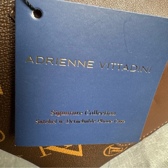 Adrienne Vittadini Brown Designer Tote Bag with Phone Bag - Picture 4 of 16